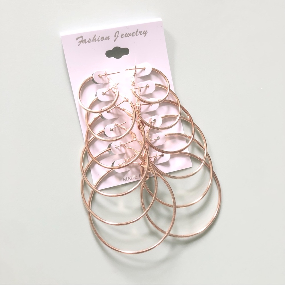 NWT - 6pc Jewelry Gold Hoop Earrings Set